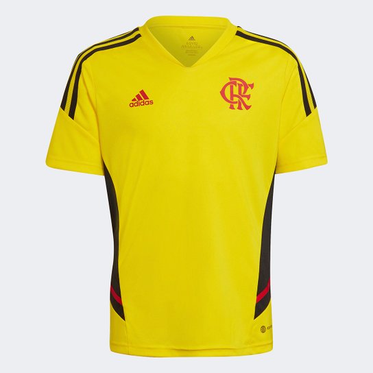 Camisa Flamengo Juvenil Treino 22/23 Atleta Adidas - Amarelo Menor preço em Camisa Flamengo Juvenil Treino 22/23 Atleta Adidas - Amarelo