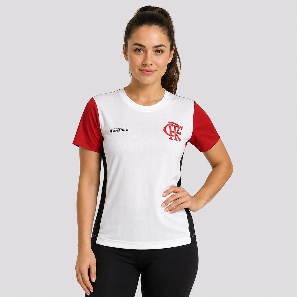 Camisa Flamengo Riso Feminina Branca