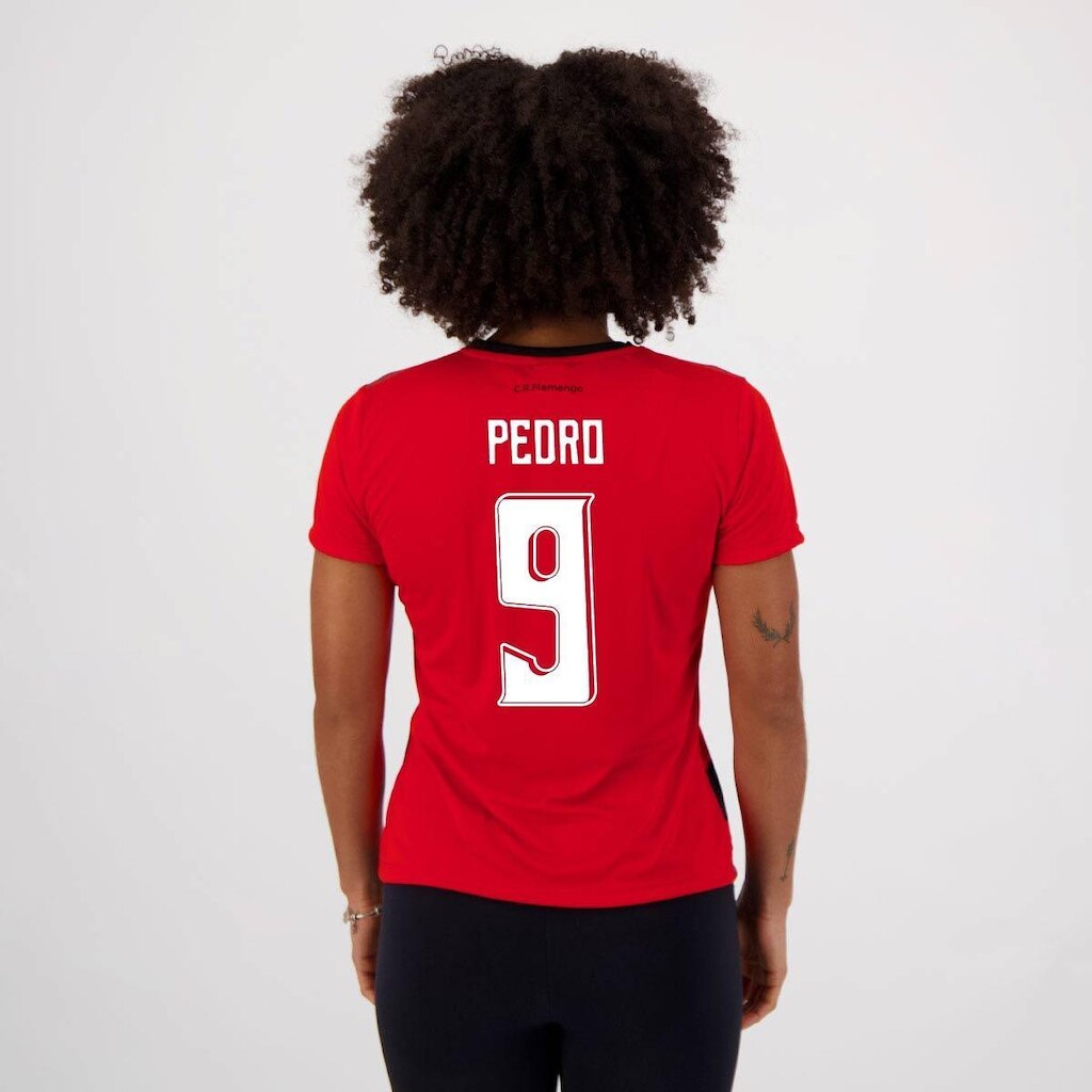 Camisa Flamengo Shout Feminina Vermelha e Preta 9 Pedro