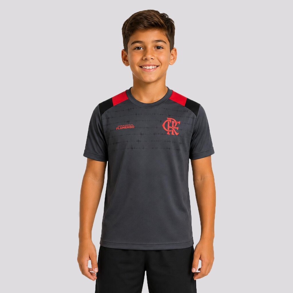 Camisa Flamengo Vibrou Infantil Cinza