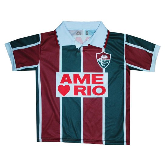 Camisa Fluminense 1995 Liga Retrô Infantil Listrada 12 - Vermelho+Verde Menor preço em Camisa Fluminense 1995 Liga Retrô Infantil Listrada 12 - Vermelho+Verde