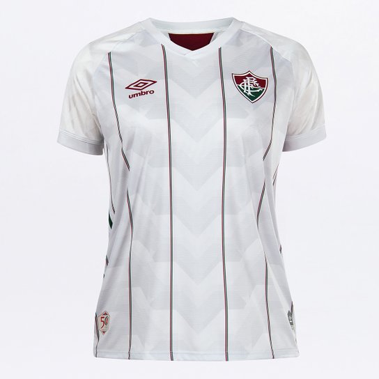 Camisa Fluminense II 20/21 s/n° Estádio Umbro Feminina - Branco+Verde Menor preço em Camisa Fluminense II 20/21 s/n° Estádio Umbro Feminina - Branco+Verde