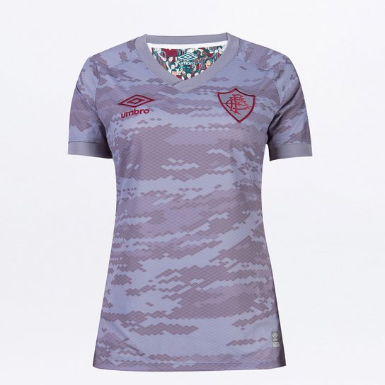 Camisa Fluminense III 21/22 s/n° Torcedor Umbro Feminina - Bordô+Cinza Menor preço em Camisa Fluminense III 21/22 s/n° Torcedor Umbro Feminina - Bordô+Cinza