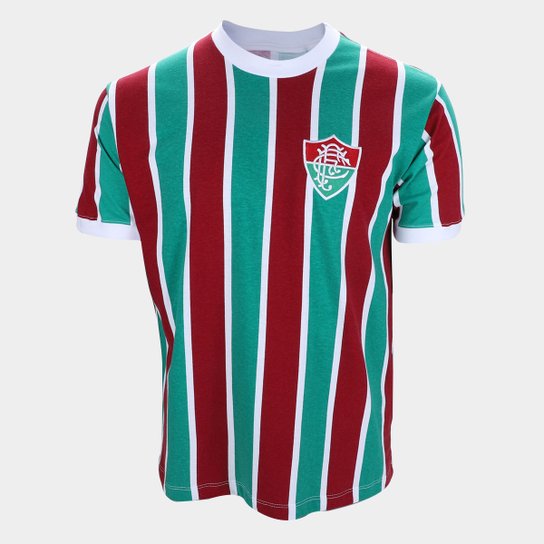 Camisa Fluminense Retrô 1975 Masculina - Vermelho+Verde Menor preço em Camisa Fluminense Retrô 1975 Masculina - Vermelho+Verde
