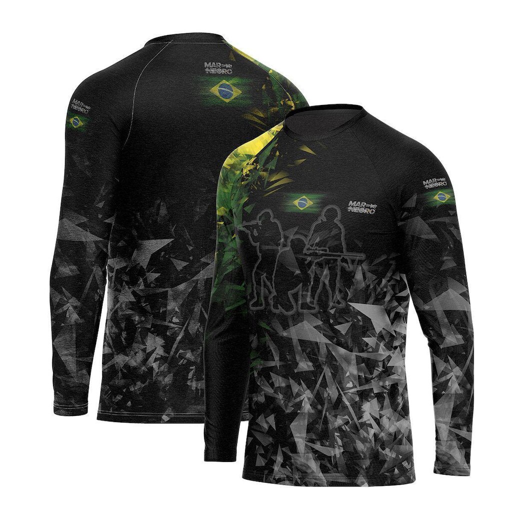 Camisa Gola Careca Hunter Proteção Solar UV Shot - Mar Negro