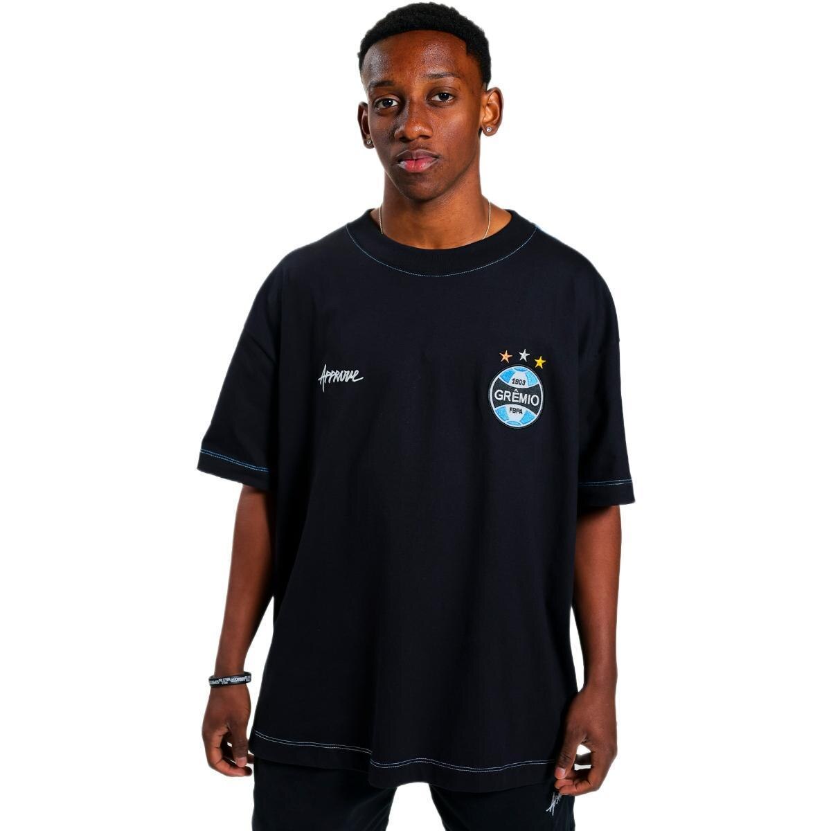 シャツ Camisa Grêmio Approve Oversized Mosqueteiro Preto - Masculino