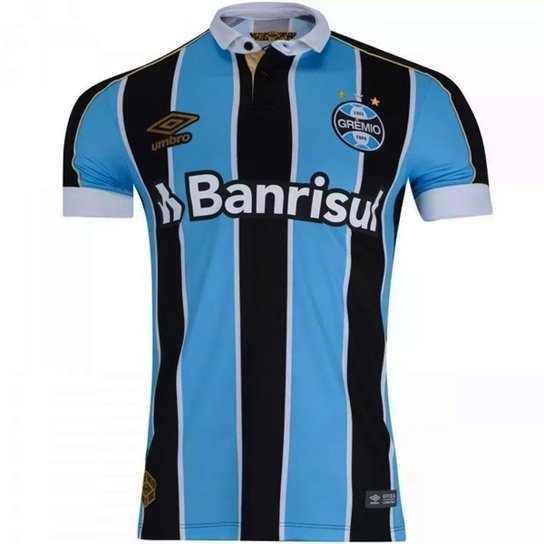 Camisa Grêmio I 19/20 nº 10 Torcedor Umbro Masculino - Azul+Preto Menor preço em Camisa Grêmio I 19/20 nº 10 Torcedor Umbro Masculino - Azul+Preto
