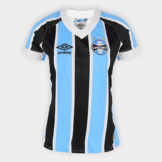 Camisa Grêmio I 21/22 s/n° Torcedor Umbro Feminina - Azul+Branco Menor preço em Camisa Grêmio I 21/22 s/n° Torcedor Umbro Feminina - Azul+Branco