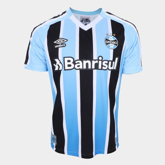 Camisa Grêmio I 22/23 s/n° Jogador Umbro Masculina - Azul+Preto Menor preço em Camisa Grêmio I 22/23 s/n° Jogador Umbro Masculina - Azul+Preto