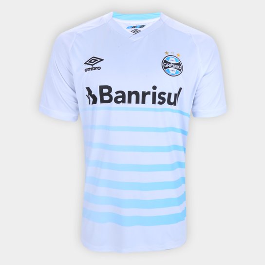 Camisa Grêmio II 21/22 s/n° Torcedor Umbro Masculina - Branco+Azul Menor preço em Camisa Grêmio II 21/22 s/n° Torcedor Umbro Masculina - Branco+Azul