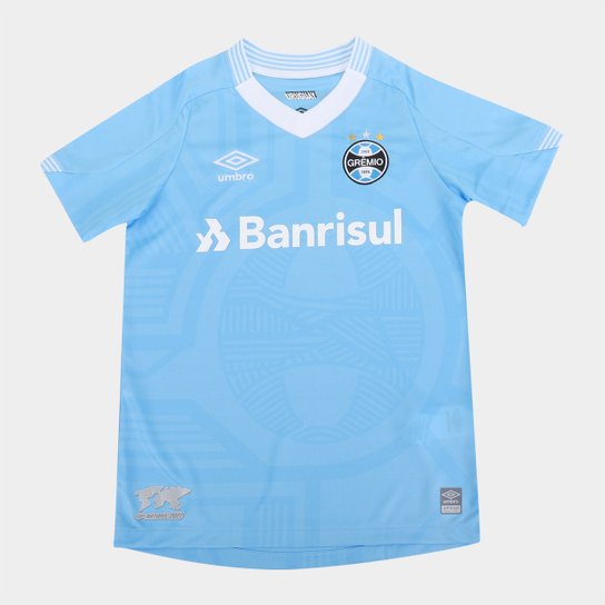 Camisa Grêmio Juvenil III 22/23 s/n° Torcedor Umbro - Azul Claro Menor preço em Camisa Grêmio Juvenil III 22/23 s/n° Torcedor Umbro - Azul Claro