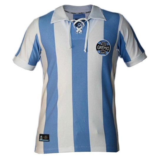 Camisa Grêmio Retrô 1917 Oficial - Azul+Branco Menor preço em Camisa Grêmio Retrô 1917 Oficial - Azul+Branco