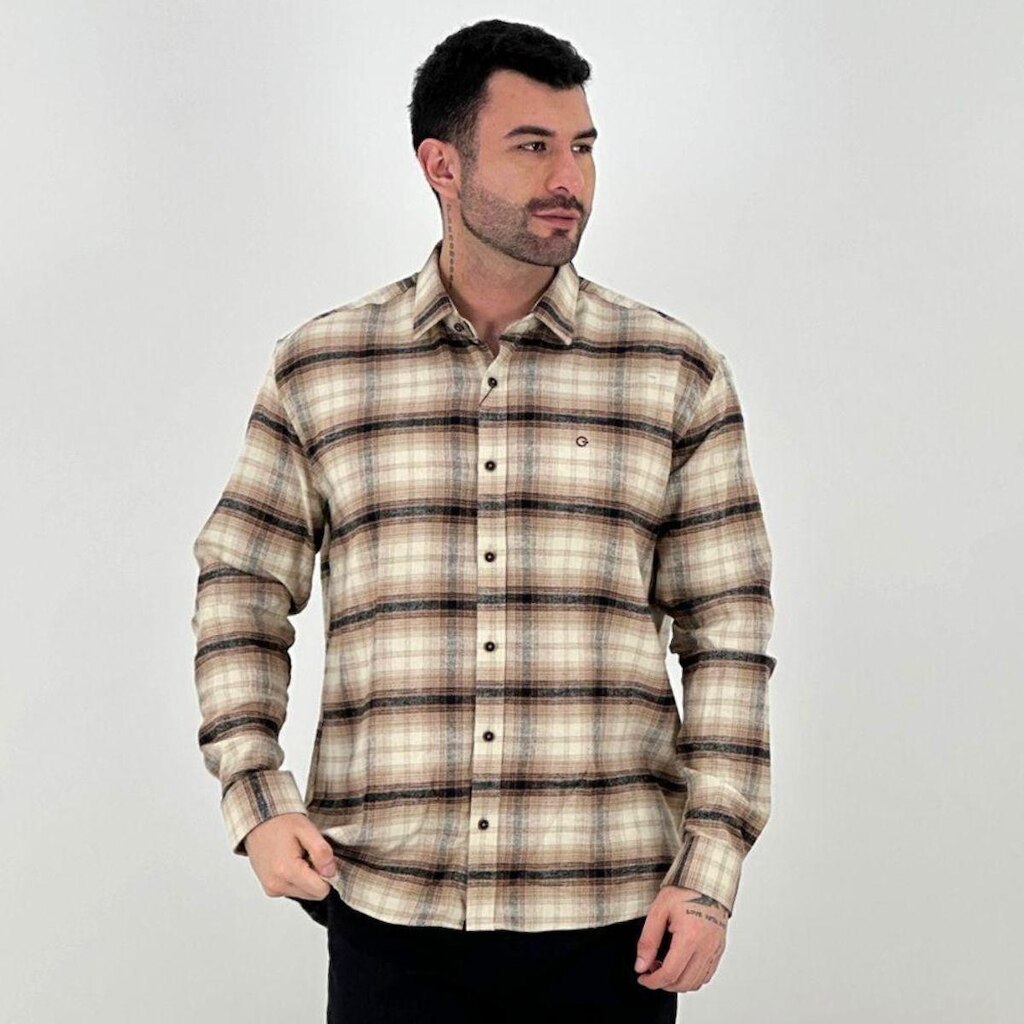 Camisa Guilherme Soul Manga Longa Flanela Xadrez Masculina