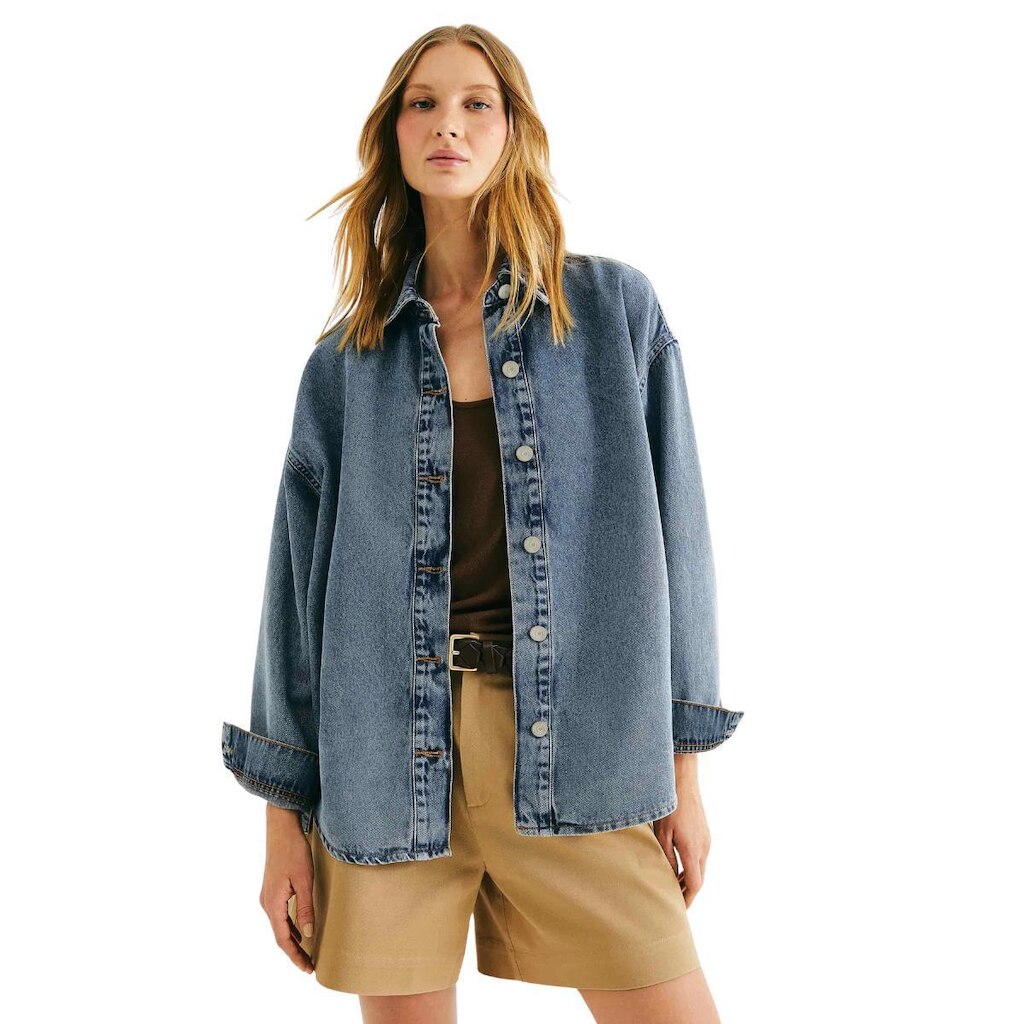Camisa Hering Feminina Oversized Jeans