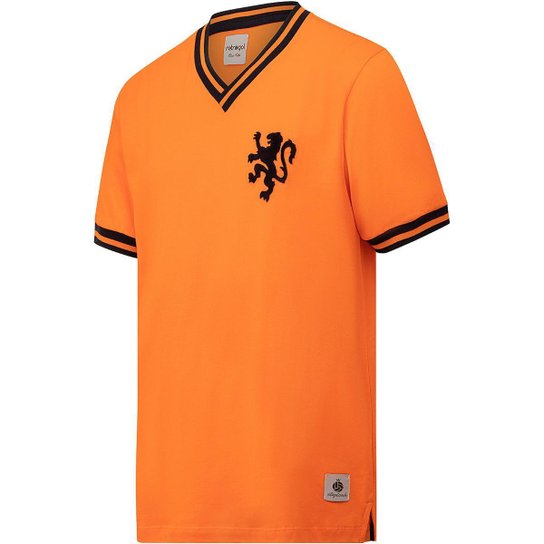 Camisa Holanda Retrô Carrossel Holandês Masculina - Laranja Menor preço em Camisa Holanda Retrô Carrossel Holandês Masculina - Laranja