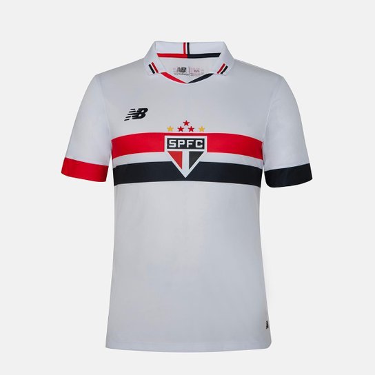 Camisa Home São Paulo 2024 Jogador Masculina New Balance - Branco+Vermelho Menor preço em Camisa Home São Paulo 2024 Jogador Masculina New Balance - Branco+Vermelho