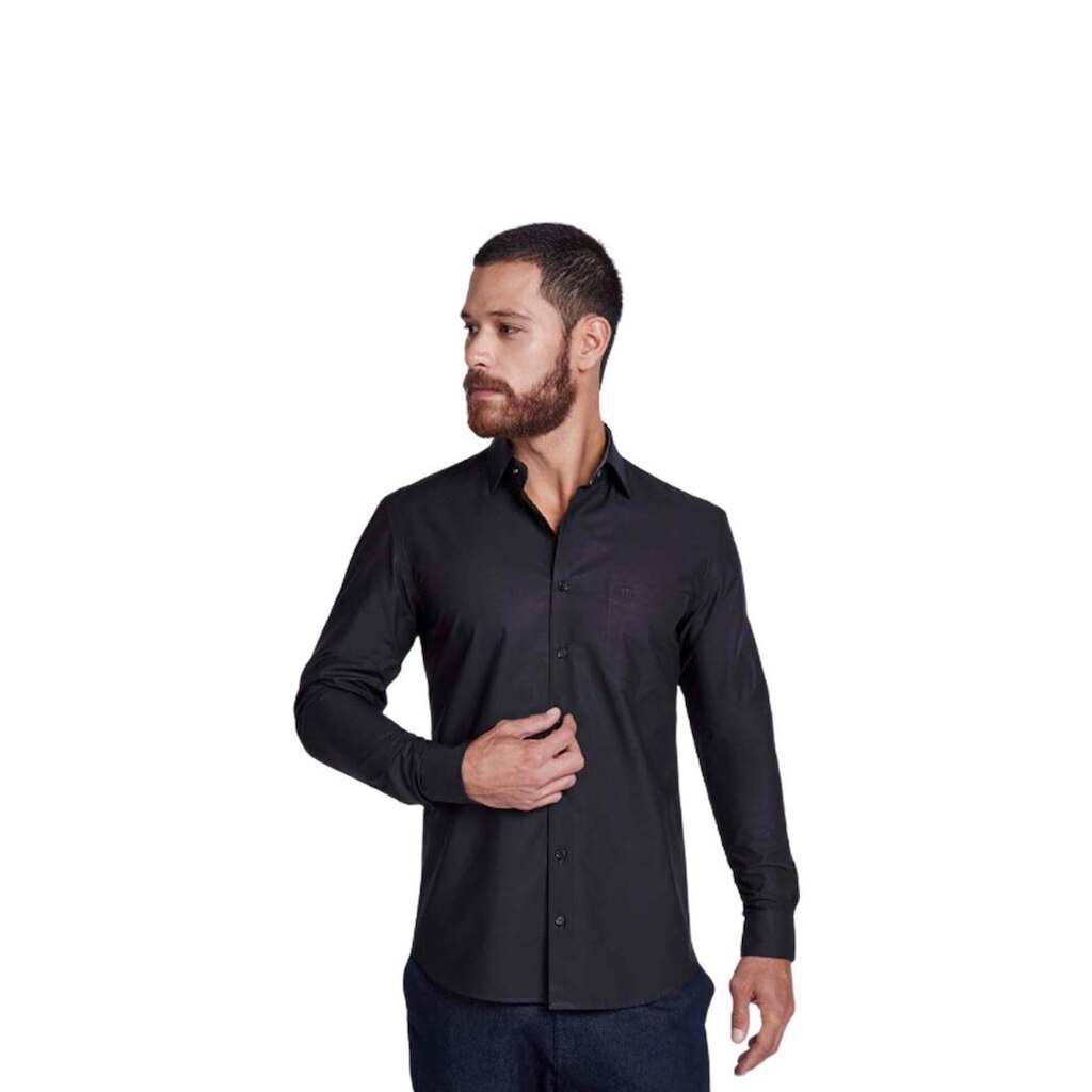 Camisa Individual Comfort Compose Tricoline Preto Tam. 02