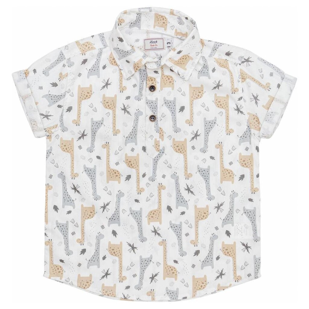 Camisa Infantil Look Jeans Bata Curta Estampada - UNICA - 01