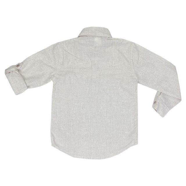 Camisa Infantil Look Jeans Bata Linho Bege - 04 - UNICA