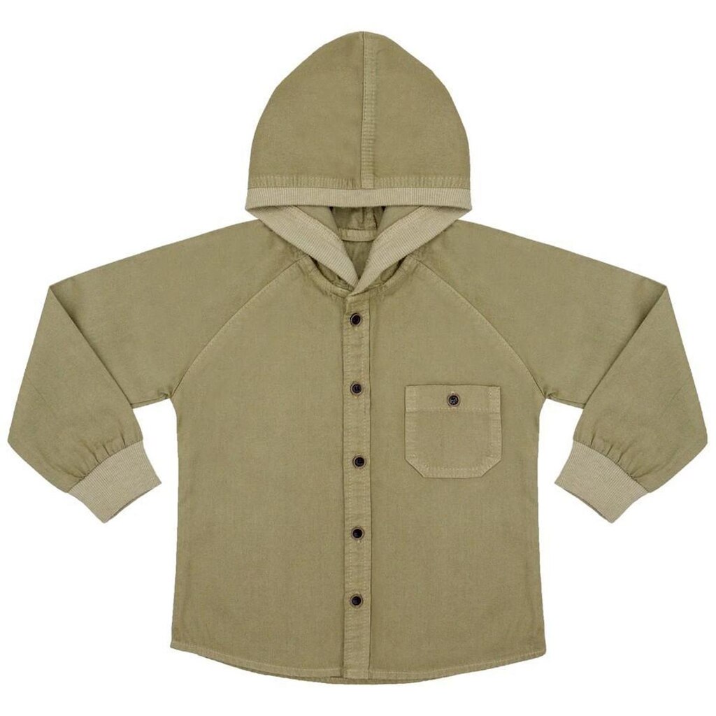 Camisa Infantil Look Jeans c/ Capuz Caqui - CAQUI - 01
