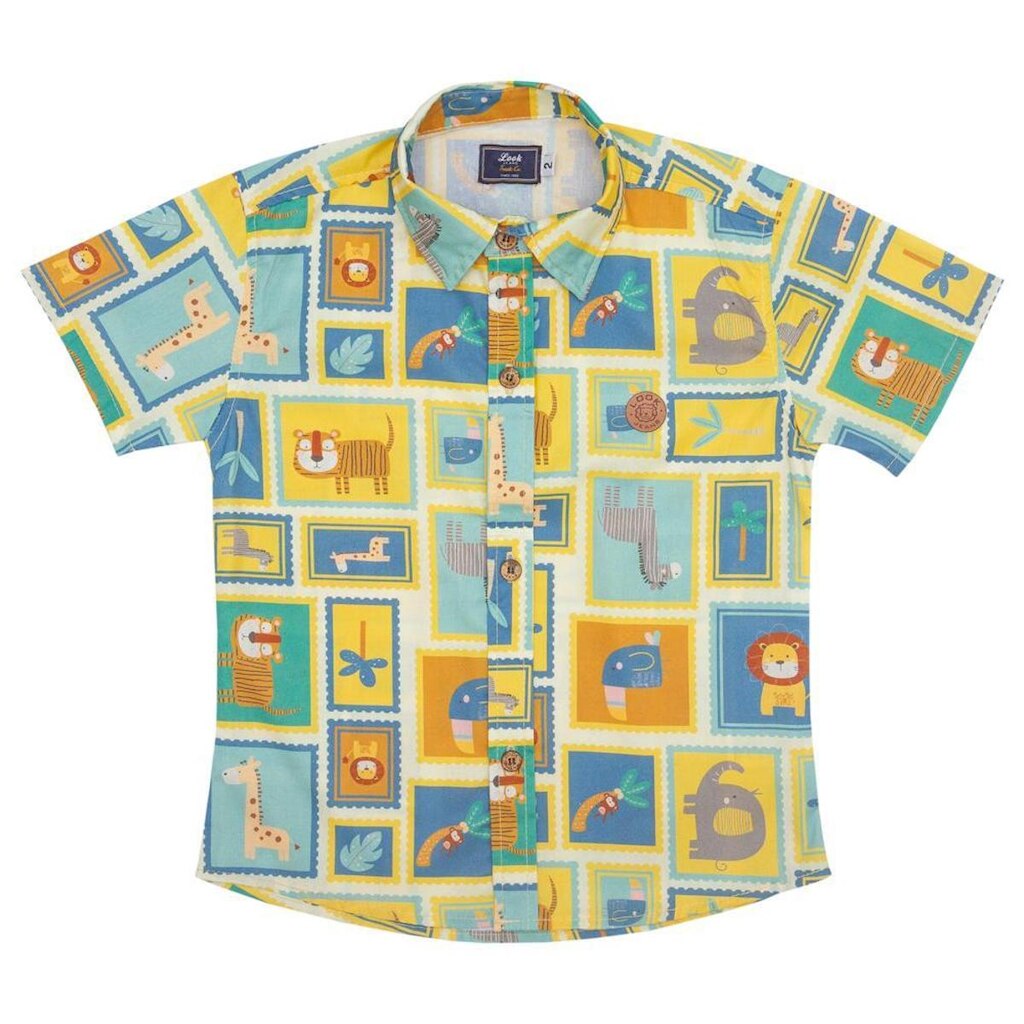Camisa Infantil Look Jeans Estampada Amarelo - 01 - UNICA