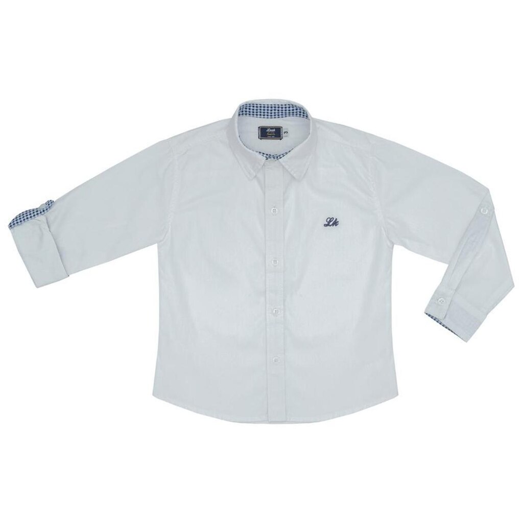 Camisa Infantil Look Jeans Manga Longa Branco - BRANCO - P
