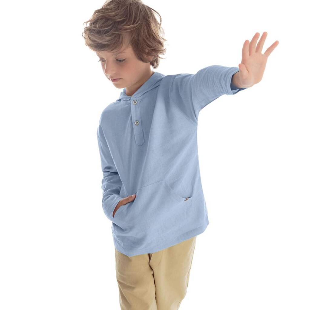 Camisa Infantil Manga Longa Com Capuz Trick Nick Azul