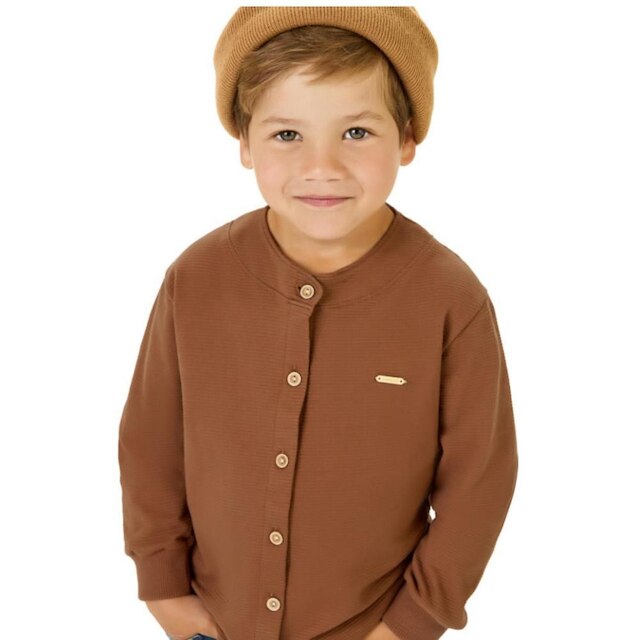Camisa Infantil Menino Malha Twist Cacau - Angerô - Marrom | Netshoes