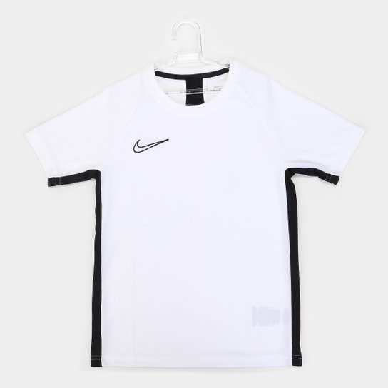 Camisa Infantil Nike Dri-Fit Academy Top SS - Branco+Preto Menor preço em Camisa Infantil Nike Dri-Fit Academy Top SS - Branco+Preto
