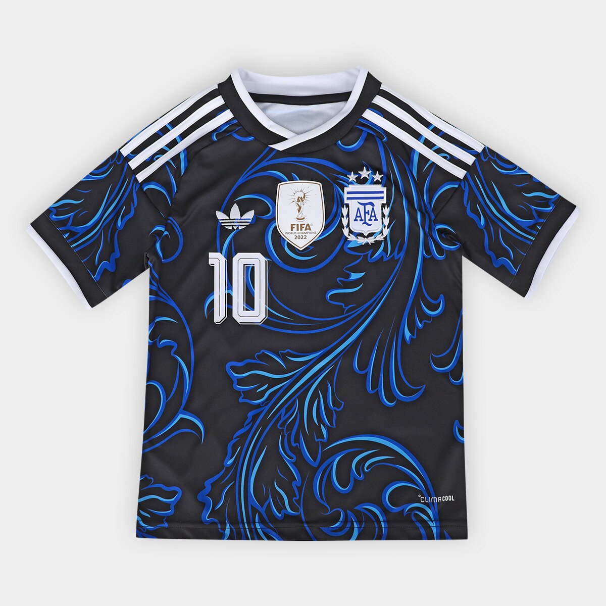 Camisa Infantil Selecao Argentina Away 2026 N 10 Messi Torcedor Adidas Originals Preto