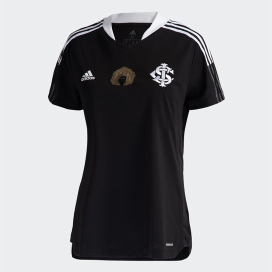 Camisa Internacional Dia da Consciência Negra 21/22 s/n° Torcedor Adidas Feminina - Preto Menor preço em Camisa Internacional Dia da Consciência Negra 21/22 s/n° Torcedor Adidas Feminina - Preto