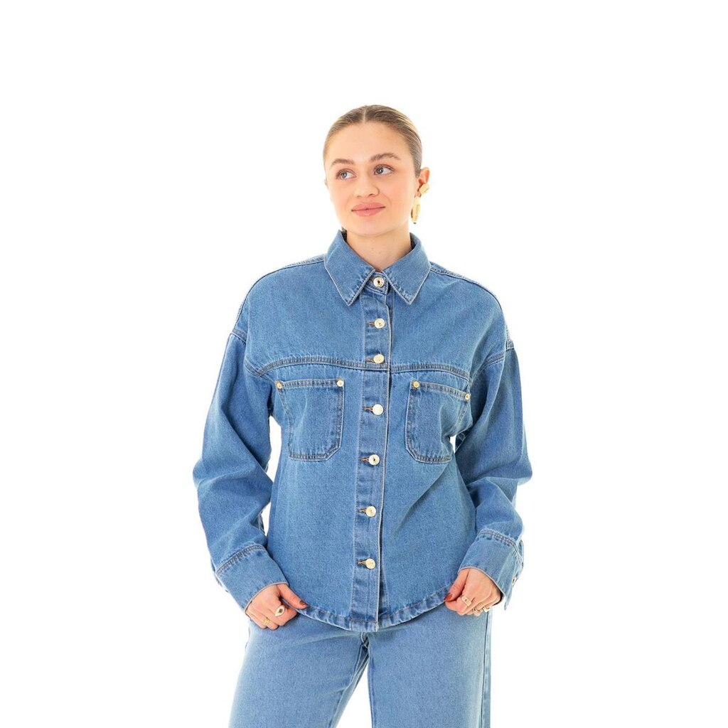 Camisa Jeans Feminina Arauto Oversized