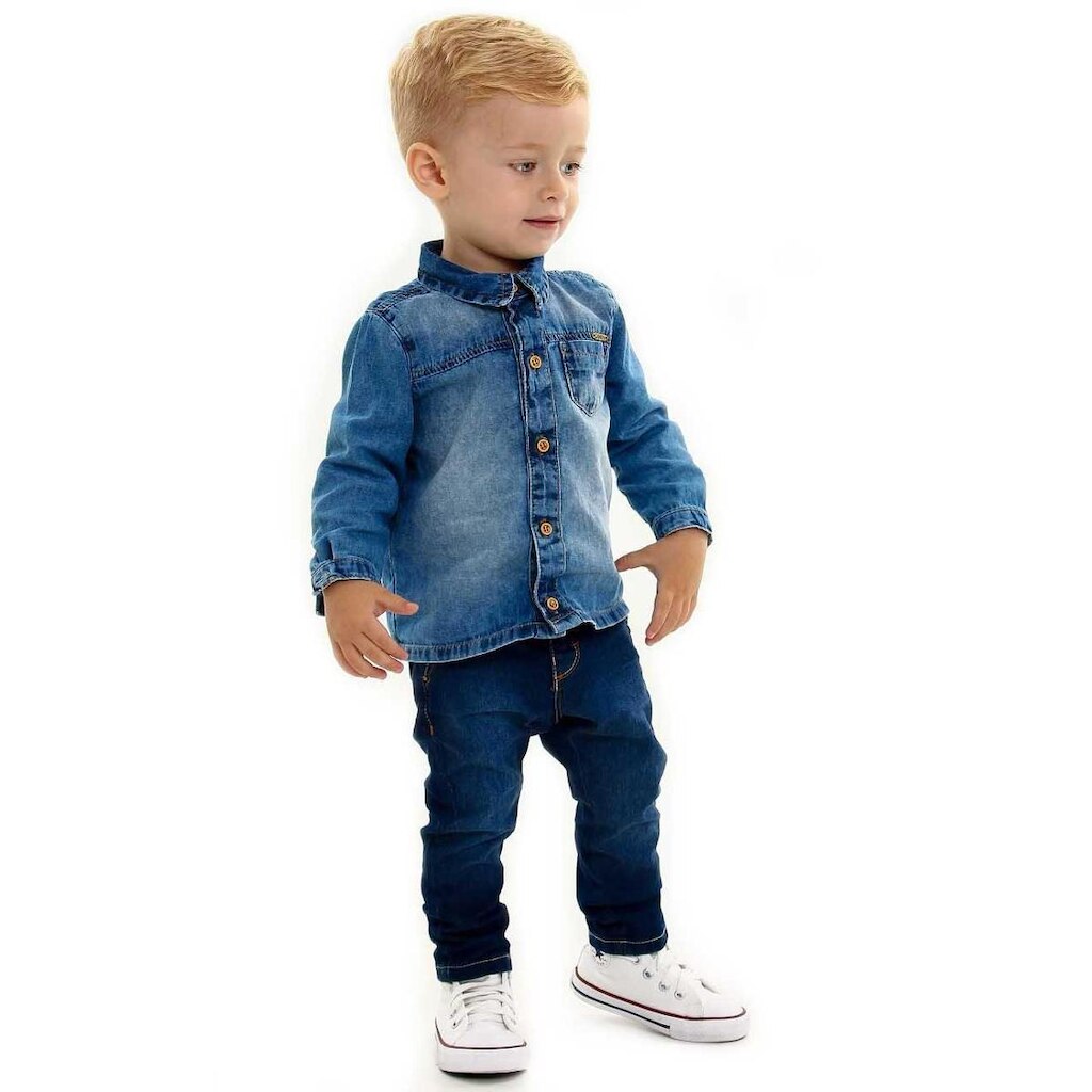 Camisa Jeans Infantil Baby Tradicional