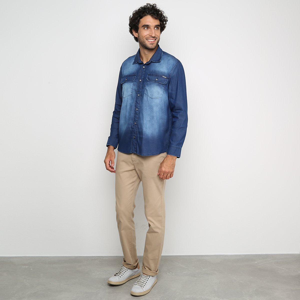 camisa jeans masculina malwee