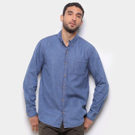 Camisa Jeans Manga Longa Hering Bolso Masculina - Azul Escuro é ruim? Camisa Jeans Manga Longa Hering Bolso Masculina - Azul Escuro é boa?