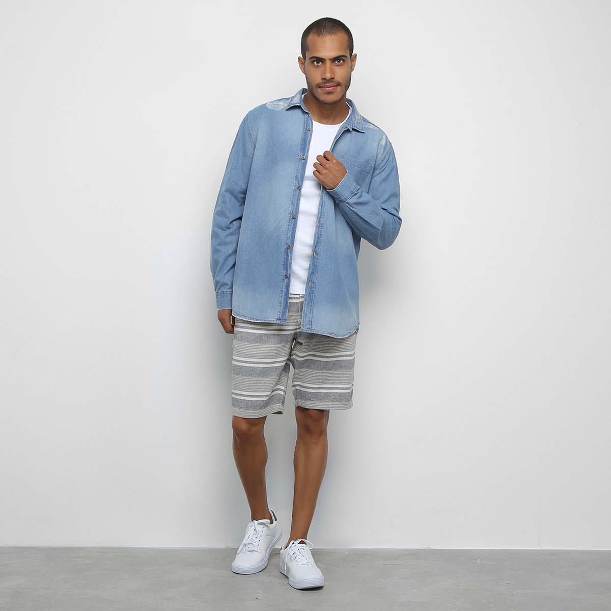 camisa jeans masculina malwee