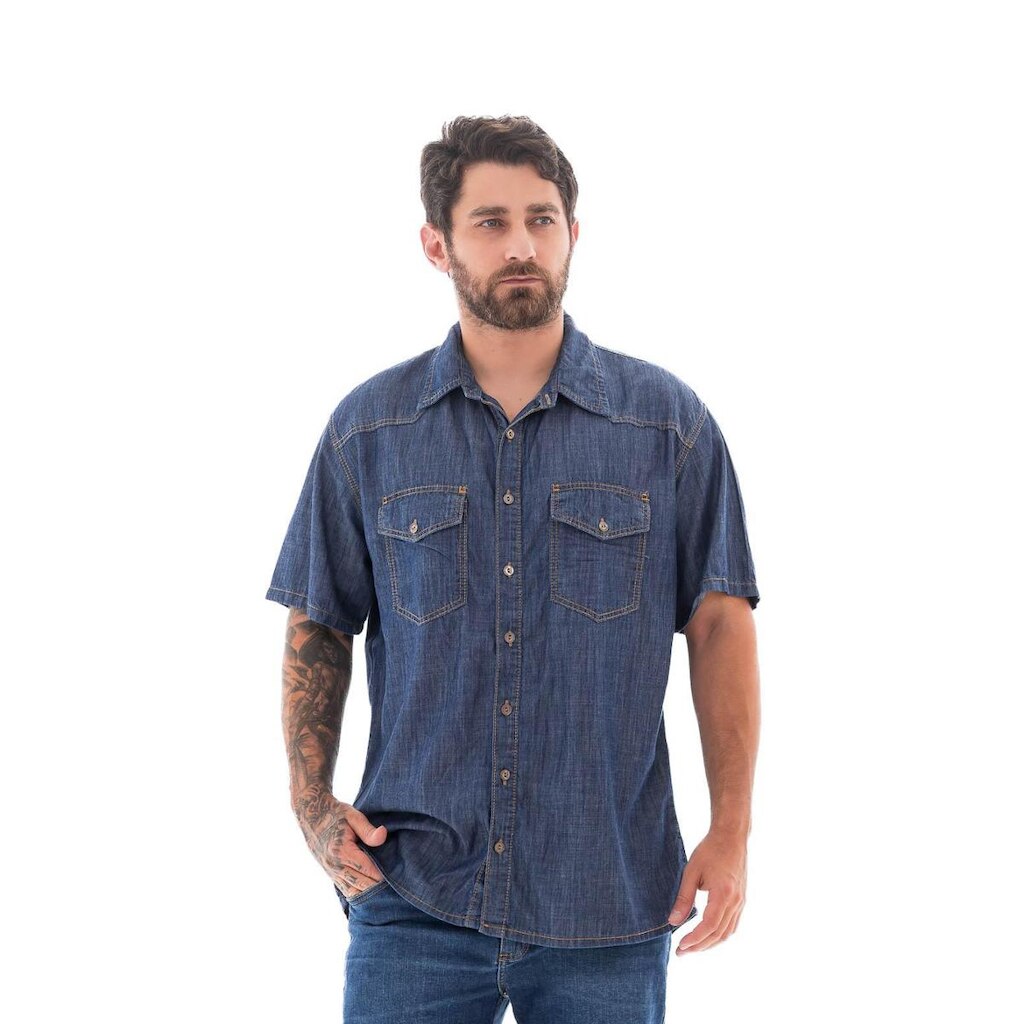 Camisa Jeans Masculina Arauto Leve M/c