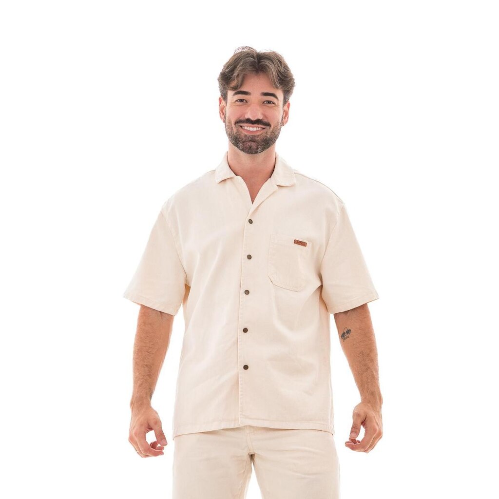 Camisa Jeans Masculina Arauto Oversized Natural