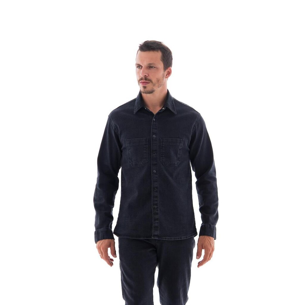 Camisa Jeans Masculina Arauto Slim Marmorizado