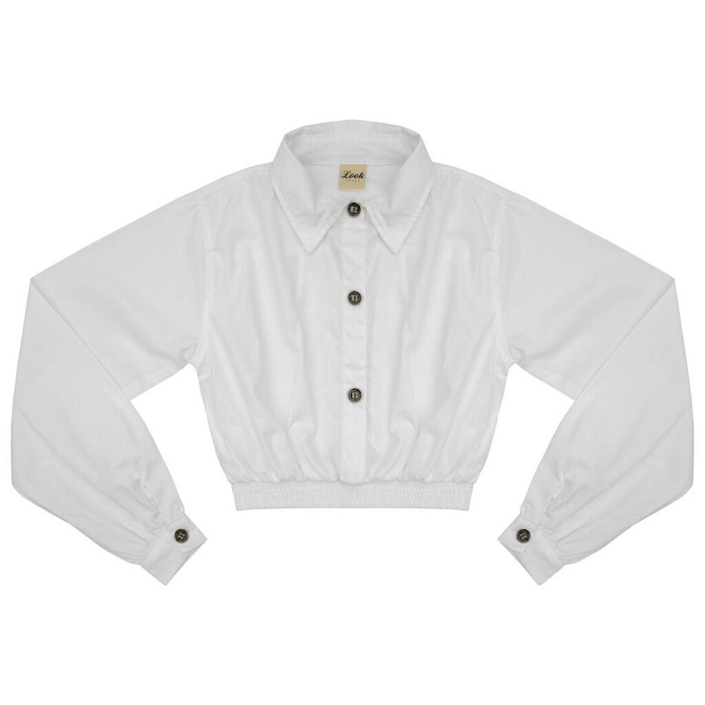 Camisa Juvenil Look Jeans Cropped Branco - BRANCO - 16
