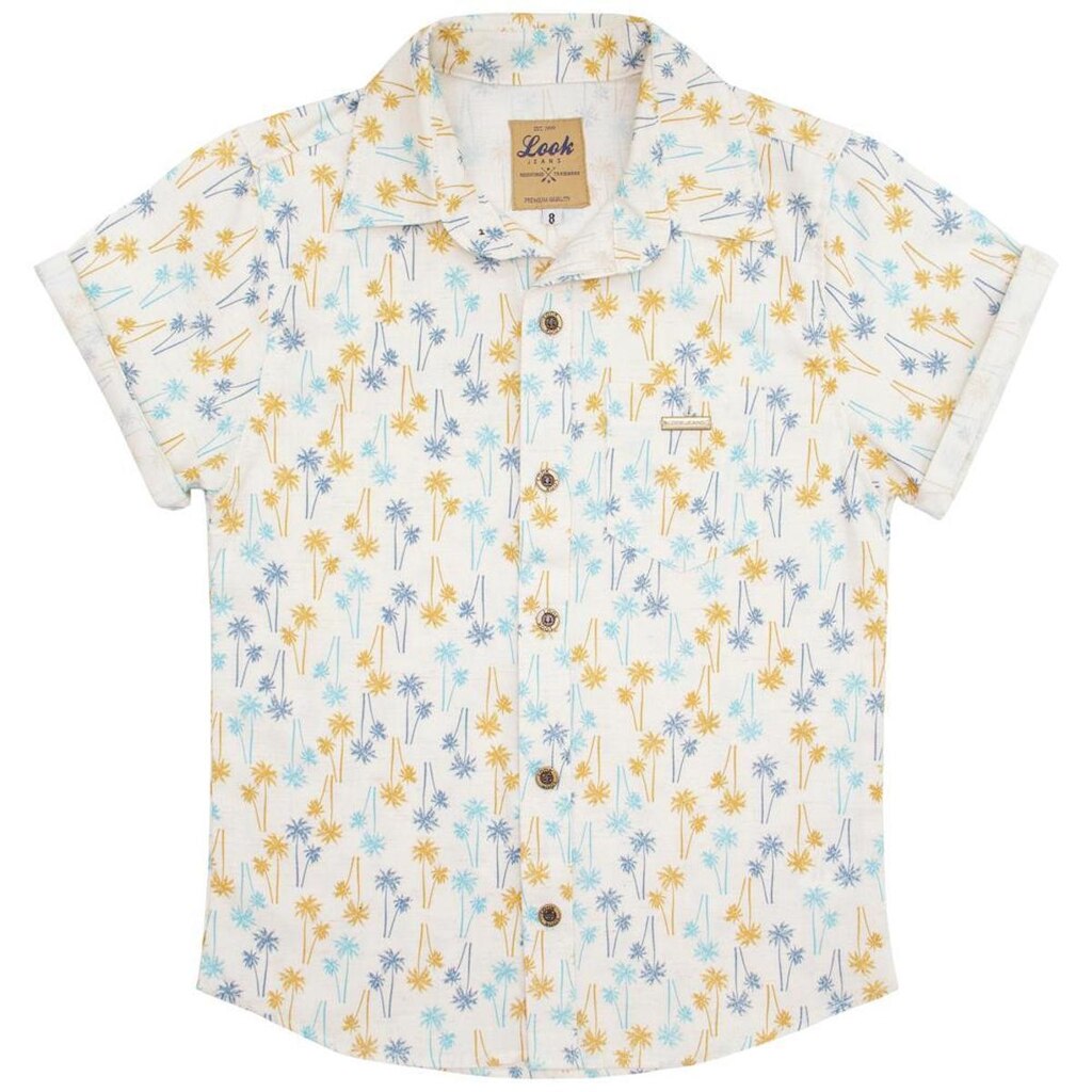 Camisa Juvenil Look Jeans Manga Curta Estampada - UNICA - 12