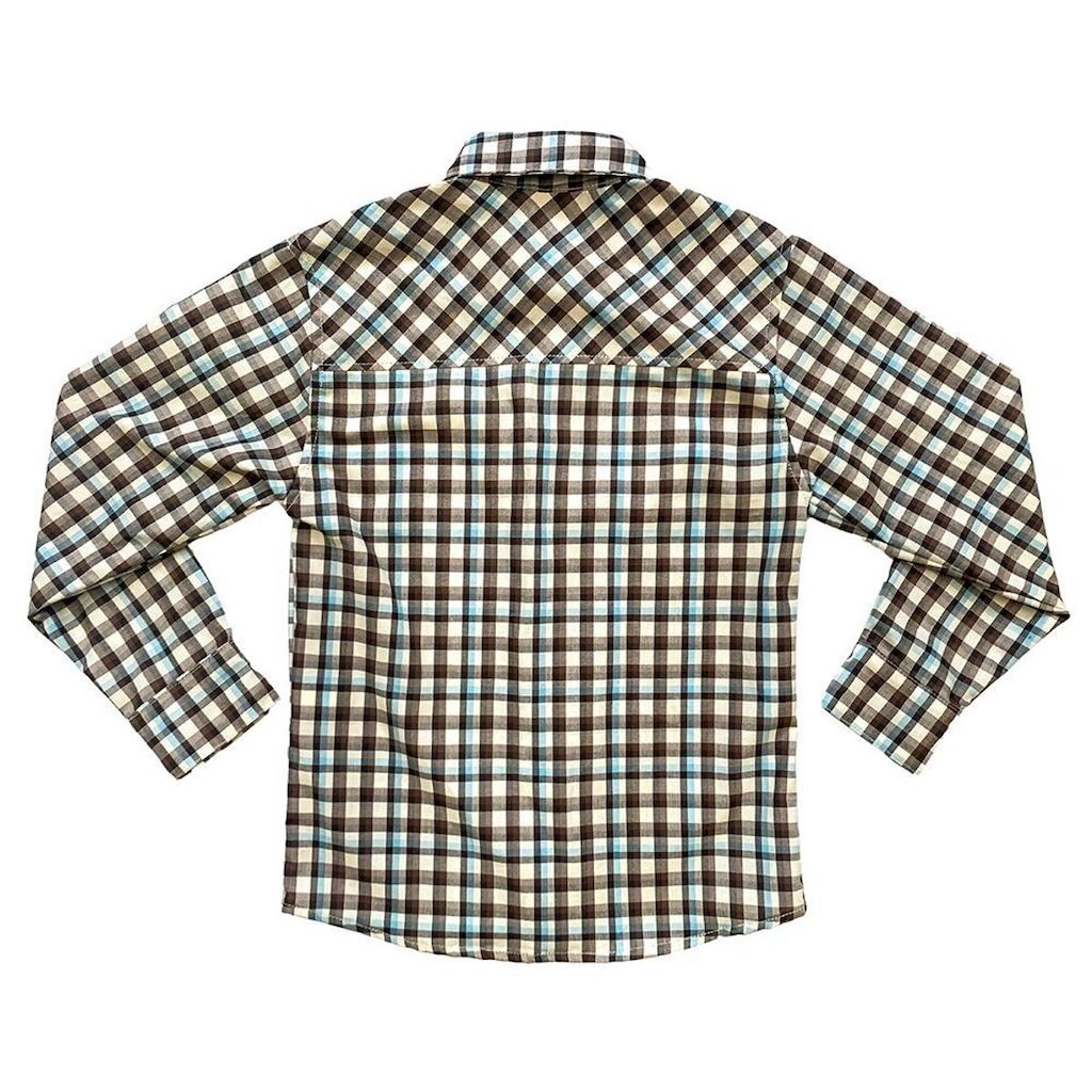 Camisa Juvenil Look Jeans Manga Longa Xadrez - 12 - MARROM