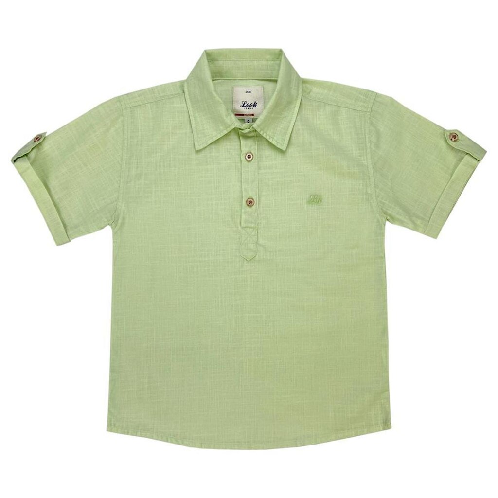 Camisa Juvenil Look Jeans Tricoline Collor - 8 - VERDE