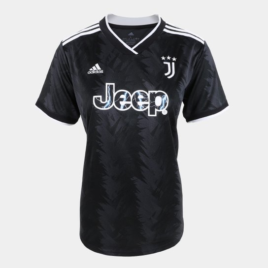 Camisa Juventus II 22/23 s/n° Torcedor Adidas Feminina - Preto+Chumbo Menor preço em Camisa Juventus II 22/23 s/n° Torcedor Adidas Feminina - Preto+Chumbo