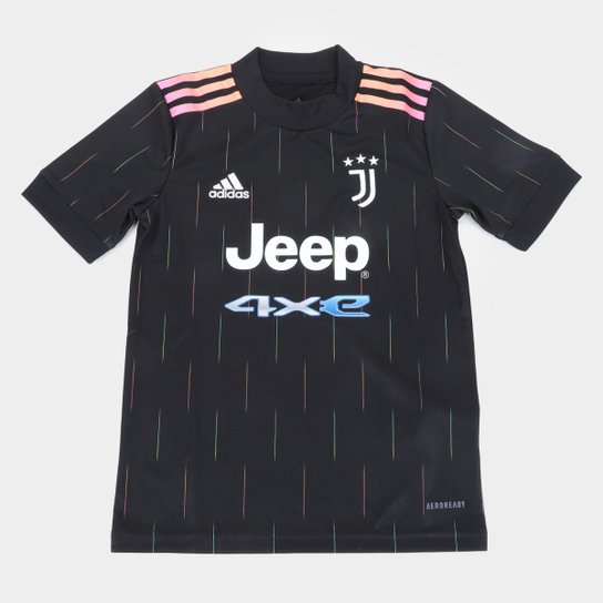 Camisa Juventus Juvenil Away 21/22 s/n° Torcedor Adidas - Preto Menor preço em Camisa Juventus Juvenil Away 21/22 s/n° Torcedor Adidas - Preto