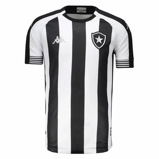 Camisa Kappa Botafogo I 2020/21 Plus Size Masculi - Preto+Branco Menor preço em Camisa Kappa Botafogo I 2020/21 Plus Size Masculi - Preto+Branco