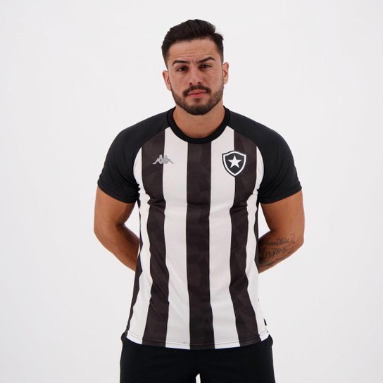 Camisa Kappa Botafogo Stripe 2019 Supporter - Preto Menor preço em Camisa Kappa Botafogo Stripe 2019 Supporter - Preto
