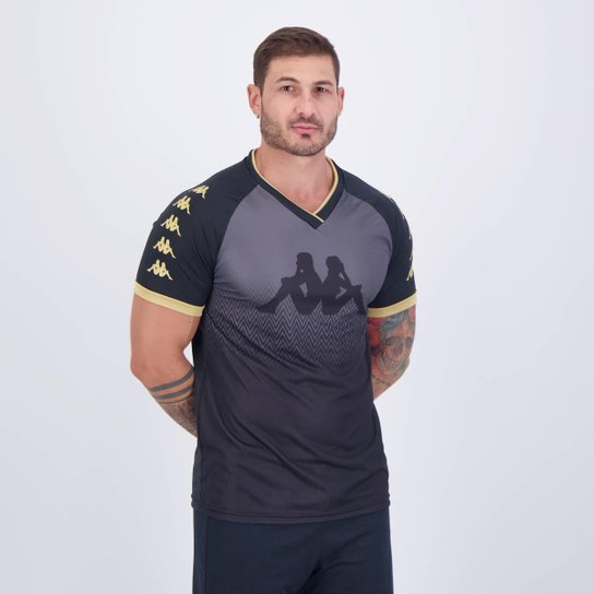 Camisa Kappa Braddy Preta e Dourada