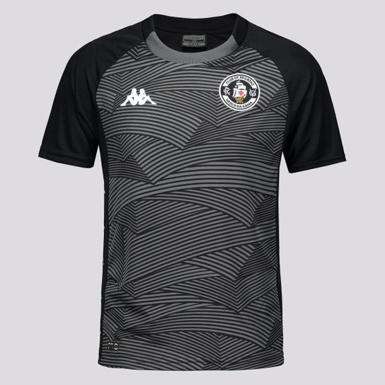 Camisa Kappa Vasco Aquecimento 2020 Juvenil - Preto Menor preço em Camisa Kappa Vasco Aquecimento 2020 Juvenil - Preto