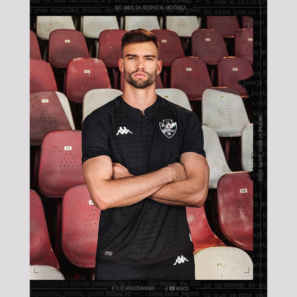 Camisa Kappa Vasco III 2024 Plus Preta